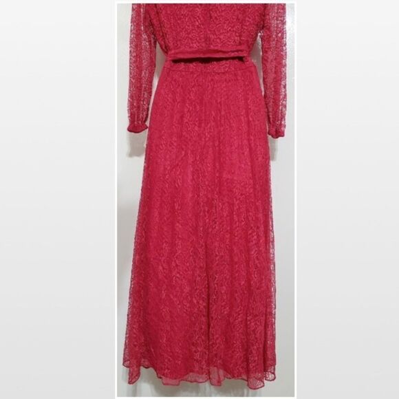 Vintage Red Lace Maxi Dress - Picture 9 of 11